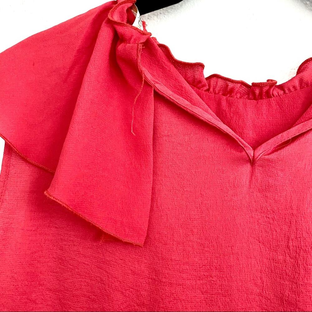 NWT maje Lierro Ruffle Overlay Rouge Top Size Medium - Picture 7 of 14
